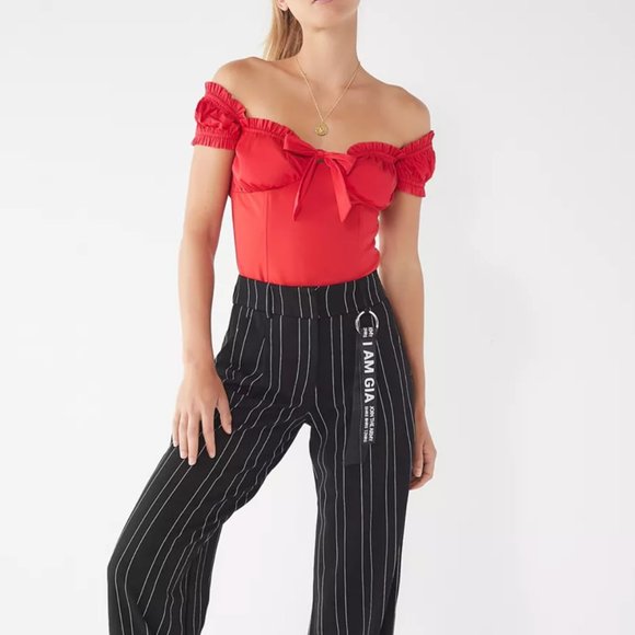 NWT, I.AM.GIA Naomi Ruffle Bustier Top with Sweetheart Neckline, Red, L - Picture 3 of 9